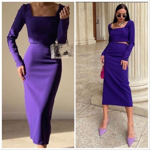 NWT TOP ZARA PURPLE CROPPED TOP - Picture 3 of 8